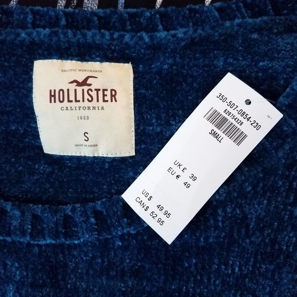 SALE NWT Hollister Soft Blue Velvet Sweatshirt - Picture 3 of 3